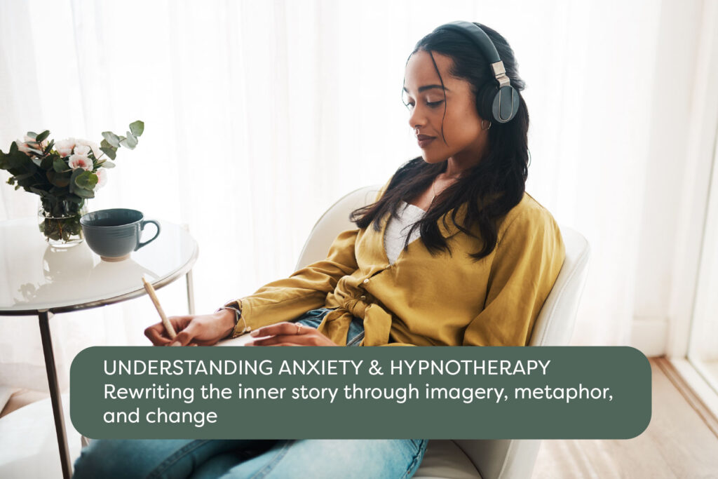 Woman journaling and reflecting on limiting beliefs and her inner story